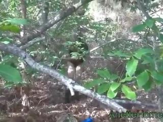 Felling militaire dans la foret avec amatrice fran&ccedil;aise