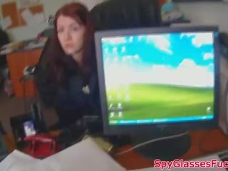 Russian babe on pov spycam swallows cum